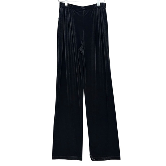 Chico's Black Velvet Wide Leg Pants Size 4 Reg Pleated High Rise Flared - Picture 2 of 7